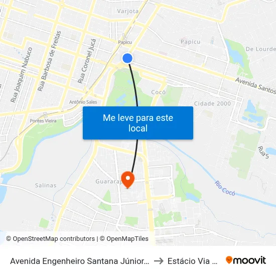 Avenida Engenheiro Santana Júnior, 1915 - Cocó to Estácio Via Corpvs map