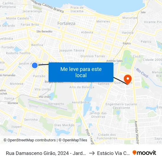 Rua Damasceno Girão, 2024 - Jardim América to Estácio Via Corpvs map