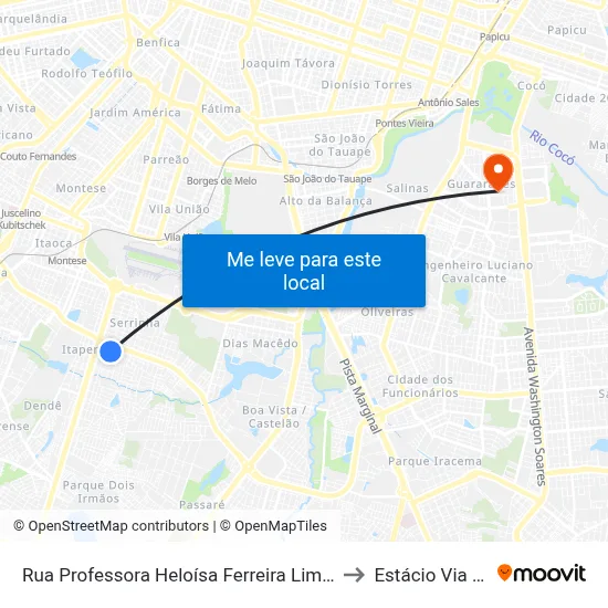 Rua Professora Heloísa Ferreira Lima, 2024 - Itaperi to Estácio Via Corpvs map