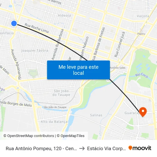 Rua Antônio Pompeu, 120 - Centro to Estácio Via Corpvs map