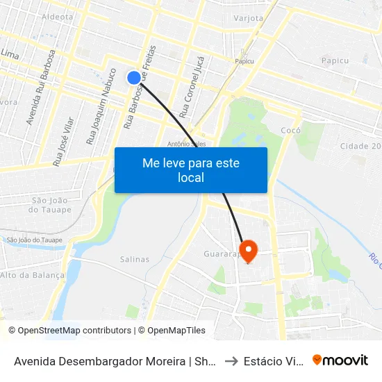 Avenida Desembargador Moreira | Shopping Romcy - Aldeota to Estácio Via Corpvs map