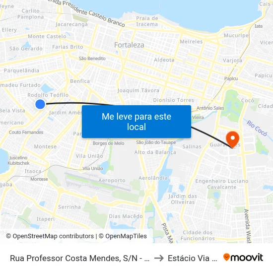Rua Professor Costa Mendes, S/N - Rodolfo Téofilo to Estácio Via Corpvs map