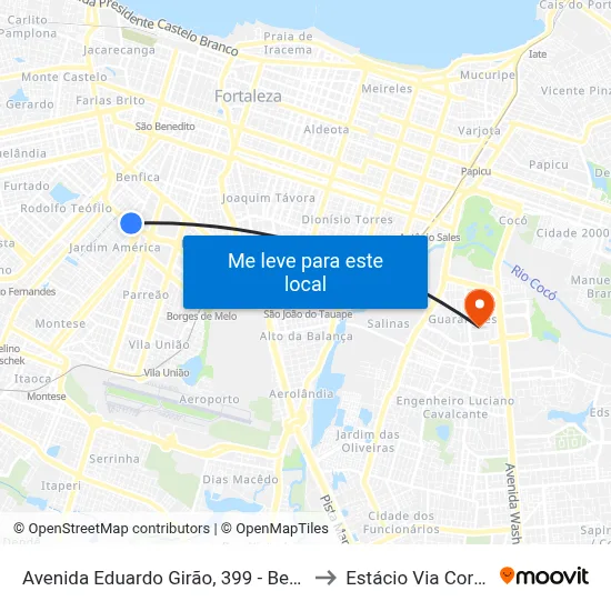 Avenida Eduardo Girão, 399 - Benfica to Estácio Via Corpvs map