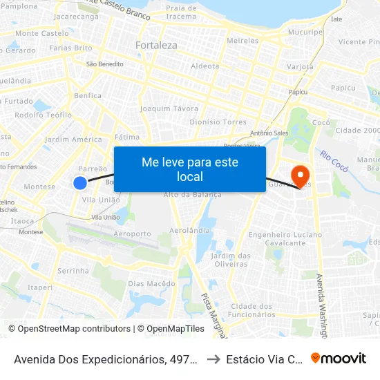 Avenida Dos Expedicionários, 4976 - Parreão to Estácio Via Corpvs map