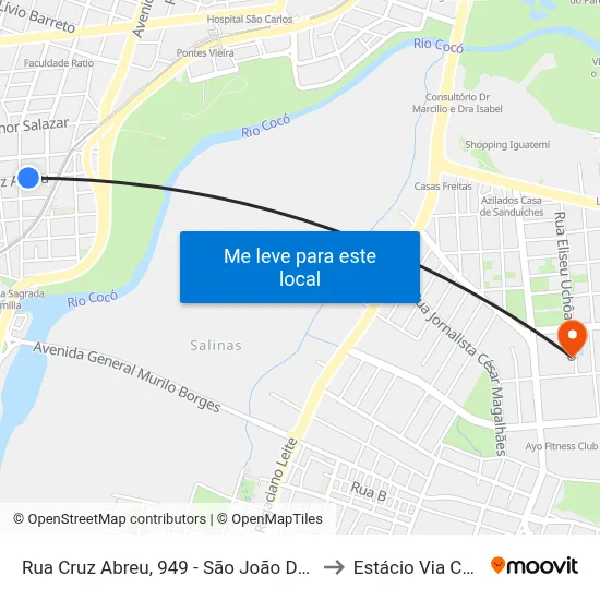 Rua Cruz Abreu, 949 - São João Do Tauape to Estácio Via Corpvs map