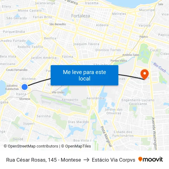 Rua César Rosas, 145 - Montese to Estácio Via Corpvs map