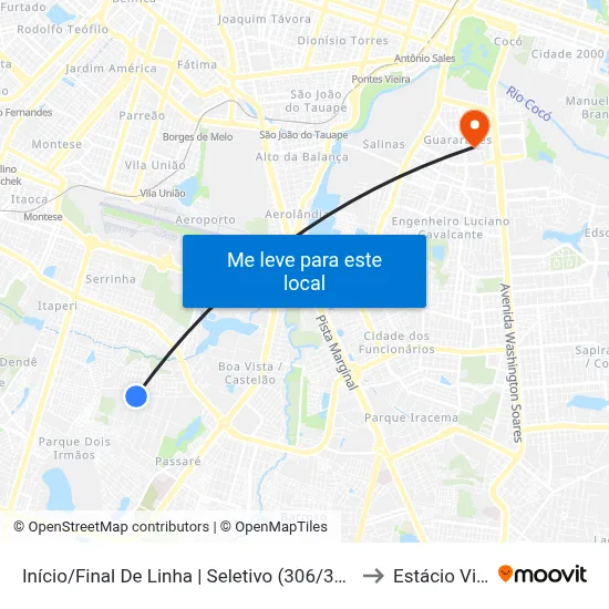 Início/Final De Linha | Seletivo (306/309/391/633/655) - Passaré to Estácio Via Corpvs map