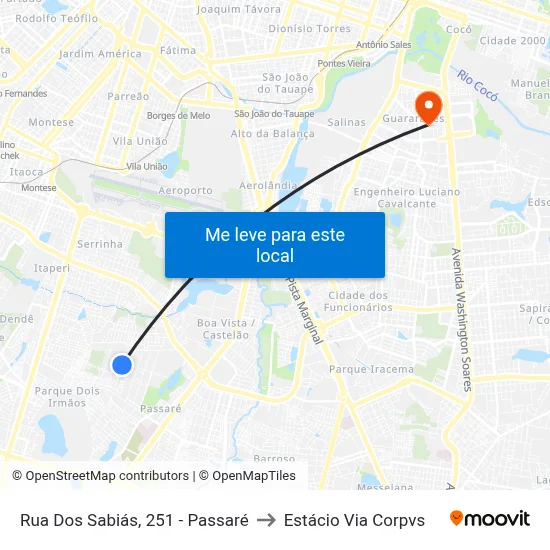Rua Dos Sabiás, 251 - Passaré to Estácio Via Corpvs map