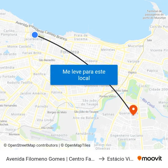 Avenida Filomeno Gomes | Centro Fashion Fortaleza - Centro to Estácio Via Corpvs map