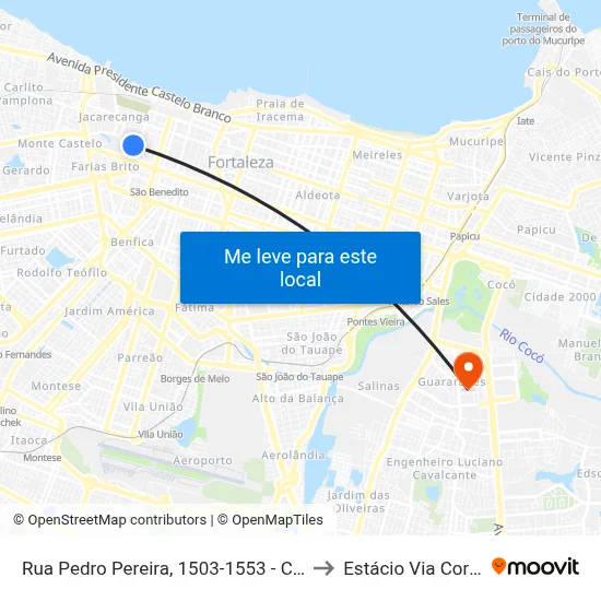 Rua Pedro Pereira, 1503-1553 - Centro to Estácio Via Corpvs map