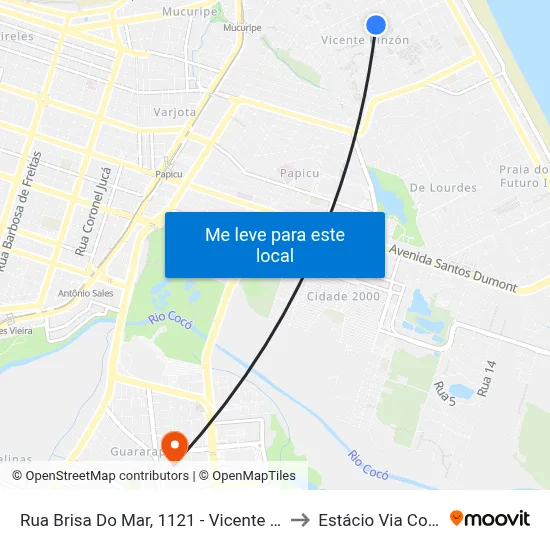 Rua Brisa Do Mar, 1121 - Vicente Pinzon to Estácio Via Corpvs map