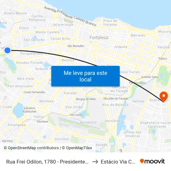 Rua Frei Odilon, 1780 - Presidente Kennedy to Estácio Via Corpvs map
