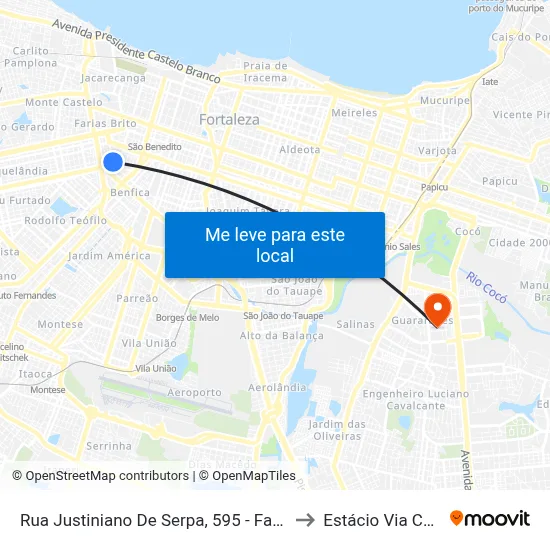 Rua Justiniano De Serpa, 595 - Farias Brito to Estácio Via Corpvs map