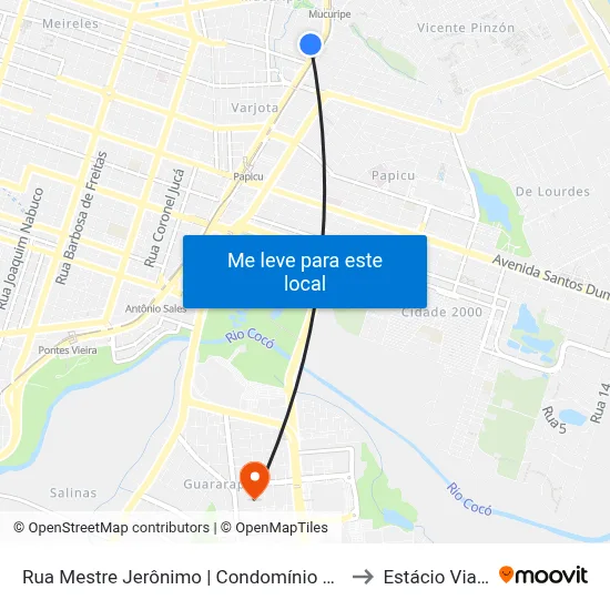 Rua Mestre Jerônimo | Condomínio Dom Luis - Mucuripe to Estácio Via Corpvs map