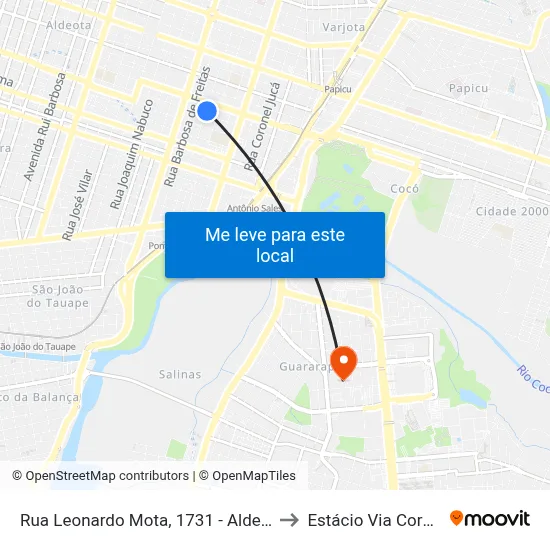 Rua Leonardo Mota, 1731 - Aldeota to Estácio Via Corpvs map