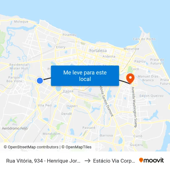 Rua Vitória, 934 - Henrique Jorge to Estácio Via Corpvs map