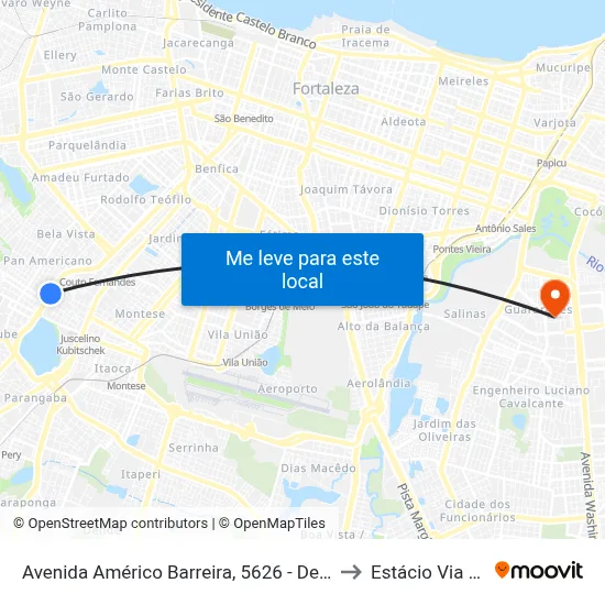 Avenida Américo Barreira, 5626 - Demócrito Rocha to Estácio Via Corpvs map