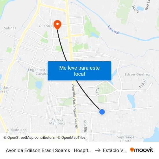 Avenida Edilson Brasil Soares | Hospital Otoclínica Sul - Sapiranga to Estácio Via Corpvs map