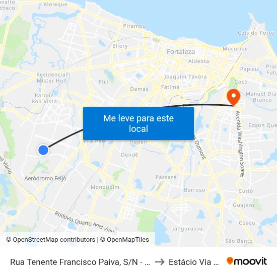 Rua Tenente Francisco Paiva, S/N - Granja Lisboa to Estácio Via Corpvs map