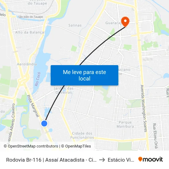 Rodovia Br-116 | Assaí Atacadista - Cidade Dos Funcionários to Estácio Via Corpvs map