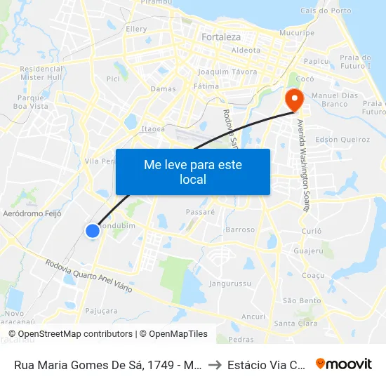 Rua Maria Gomes De Sá, 1749 - Mondubim to Estácio Via Corpvs map