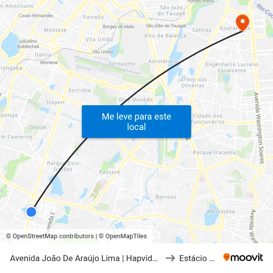 Avenida João De Araújo Lima | Hapvida - Conjunto Prefeito José Walter to Estácio Via Corpvs map