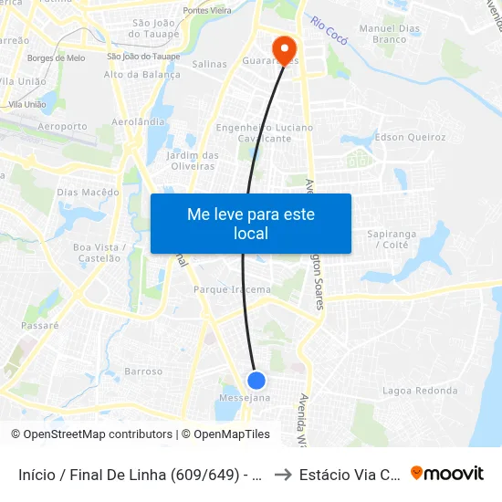Início / Final De Linha (609/649) - Messejana to Estácio Via Corpvs map