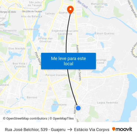 Rua José Belchior, 539 - Guajeru to Estácio Via Corpvs map