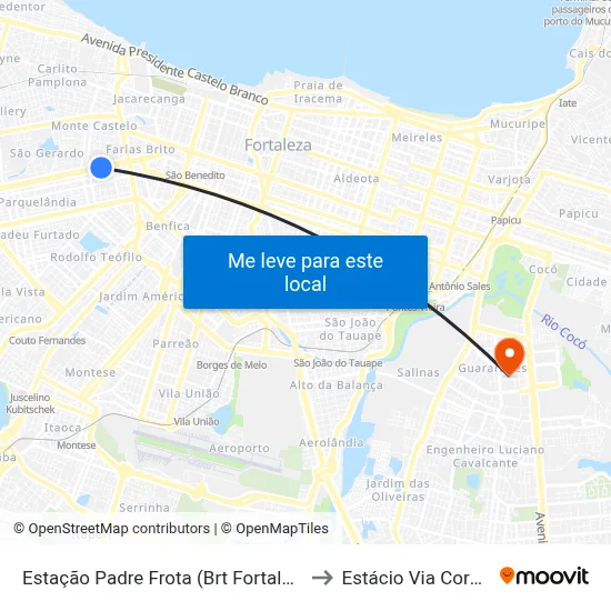 Estação Padre Frota (Brt Fortaleza) to Estácio Via Corpvs map