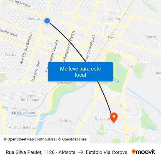 Rua Silva Paulet, 1126 - Aldeota to Estácio Via Corpvs map