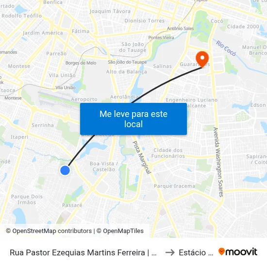Rua Pastor Ezequias Martins Ferreira | Capela Menino Jesus De Praga - Passaré to Estácio Via Corpvs map