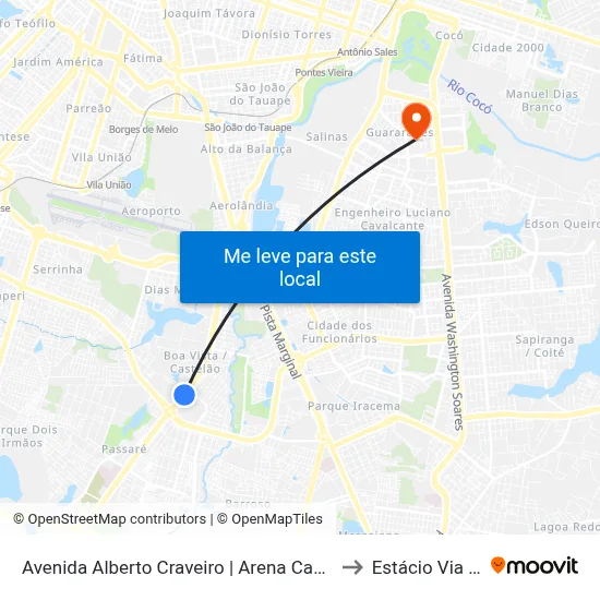 Avenida Alberto Craveiro | Arena Castelão - Boa Vista to Estácio Via Corpvs map
