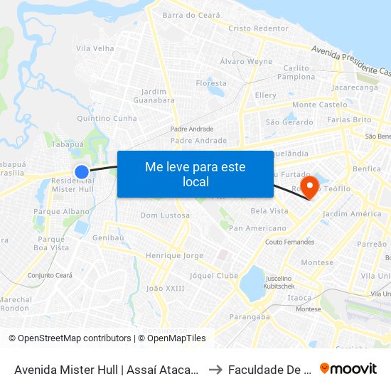 Avenida Mister Hull | Assaí Atacadista - Parque Das Nações to Faculdade De Medicina Ufc map