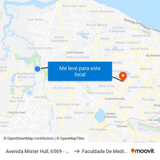 Avenida Mister Hull, 6569 - São Miguel to Faculdade De Medicina Ufc map