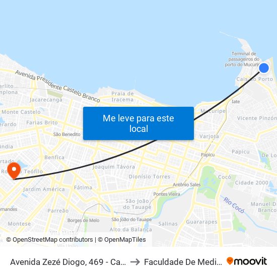 Avenida Zezé Diogo, 469 - Cais Do Porto to Faculdade De Medicina Ufc map