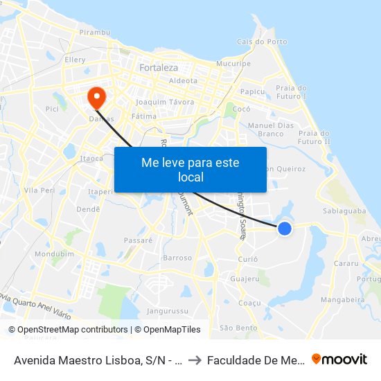 Avenida Maestro Lisboa, S/N - Lagoa Redonda to Faculdade De Medicina Ufc map