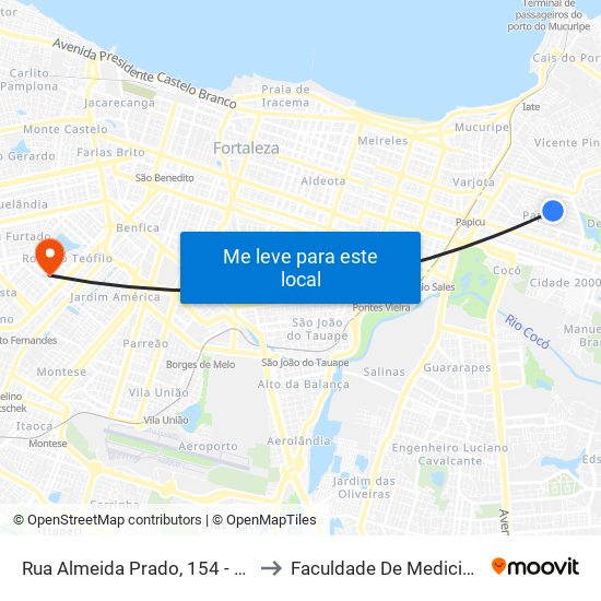 Rua Almeida Prado, 154 - Papicu to Faculdade De Medicina Ufc map