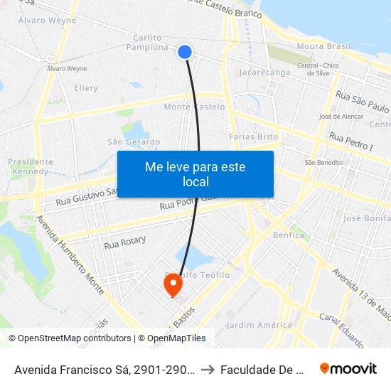 Avenida Francisco Sá, 2901-2903 - Carlito Pamplona to Faculdade De Medicina Ufc map