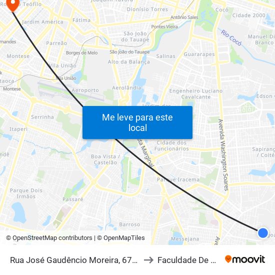 Rua José Gaudêncio Moreira, 673-855 - Lagoa Redonda to Faculdade De Medicina Ufc map