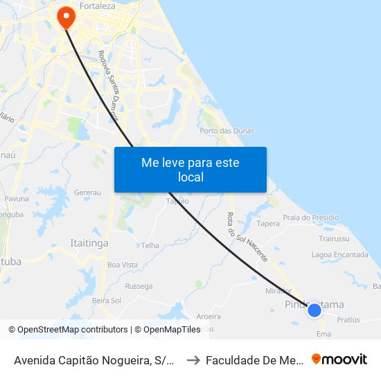 Avenida Capitão Nogueira, S/N - Pindoretama to Faculdade De Medicina Ufc map