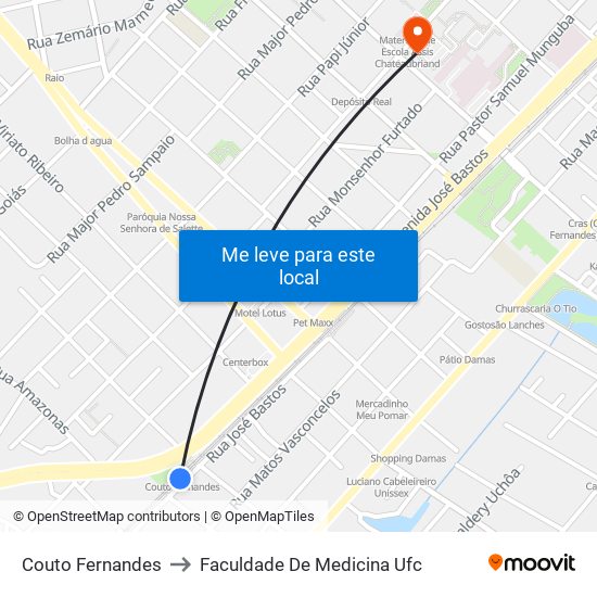 Couto Fernandes to Faculdade De Medicina Ufc map