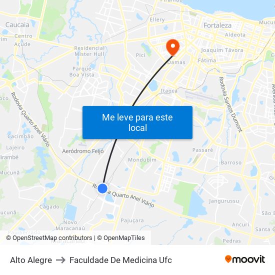 Alto Alegre to Faculdade De Medicina Ufc map