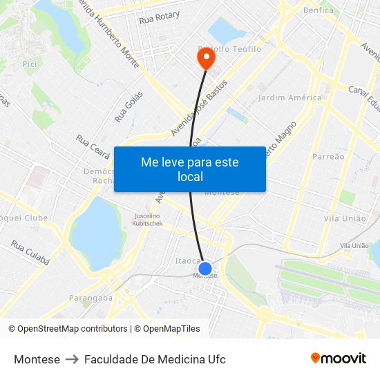 Montese to Faculdade De Medicina Ufc map