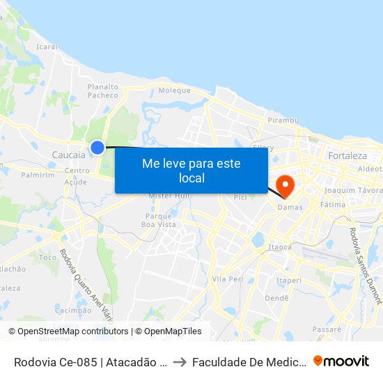 Rodovia Ce-085 | Atacadão - Itambé to Faculdade De Medicina Ufc map