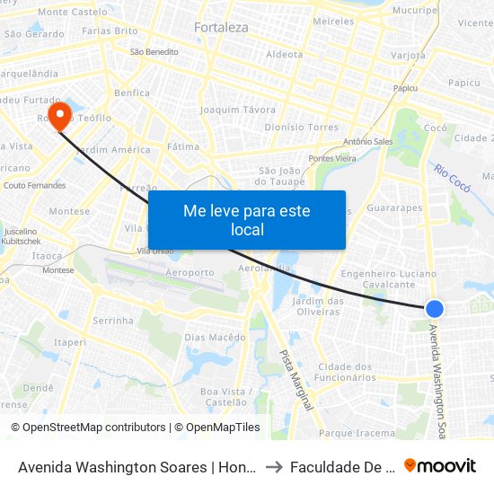 Avenida Washington Soares | Honda Novaluz - Edson Queiroz to Faculdade De Medicina Ufc map