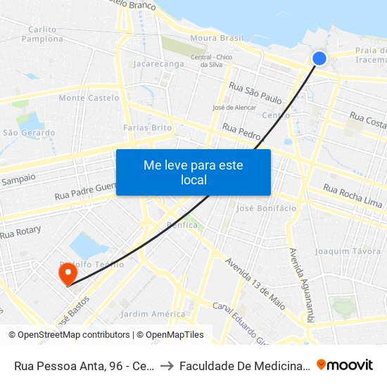 Rua Pessoa Anta, 96 - Centro to Faculdade De Medicina Ufc map