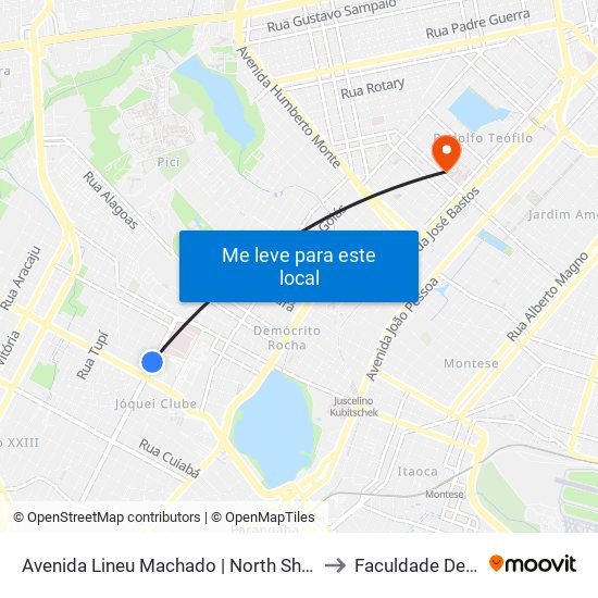 Avenida Lineu Machado | North Shopping Jóquei - Jóquei Clube to Faculdade De Medicina Ufc map