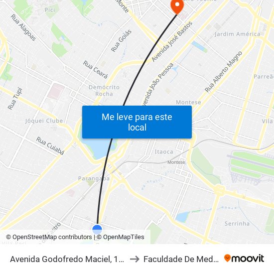 Avenida Godofredo Maciel, 1155 - Itaperi to Faculdade De Medicina Ufc map