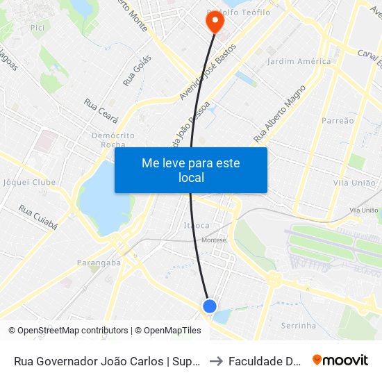 Rua Governador João Carlos | Supermercado Cometa - Parangaba to Faculdade De Medicina Ufc map