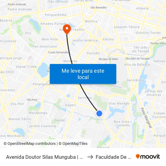 Avenida Doutor Silas Munguba | Super Do Povo - Serrinha to Faculdade De Medicina Ufc map